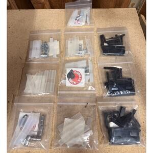 Lot of 9 Bags Gorilla Rack Shelving Hardware Kits Couplers Plastic Clips Misc